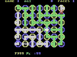 Zenji (ColecoVision) screenshot: Try to turn all of the maze paths green