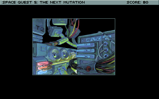 Space Quest V: The Next Mutation (DOS) screenshot: A little rat makes a mess...