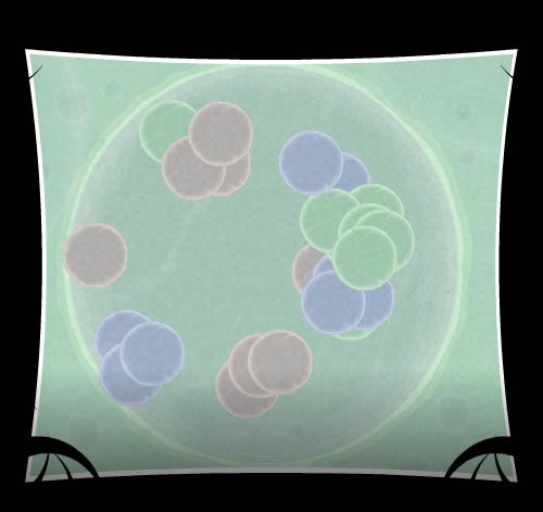 Coil (Browser) screenshot: Second gameplay sequence: sort the cell to create groups of the same colour.