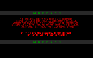 Traffic Department 2192 (DOS) screenshot: Language warning