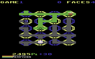 Zenji (Commodore 64) screenshot: Try to turn all of the maze paths green