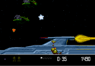Vectorman 2 (Genesis) screenshot: Bonus level - invaders