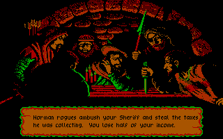 Defender of the Crown (DOS) screenshot: Plotting Normans.