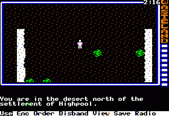 Wasteland (Apple II) screenshot: Out in the desert