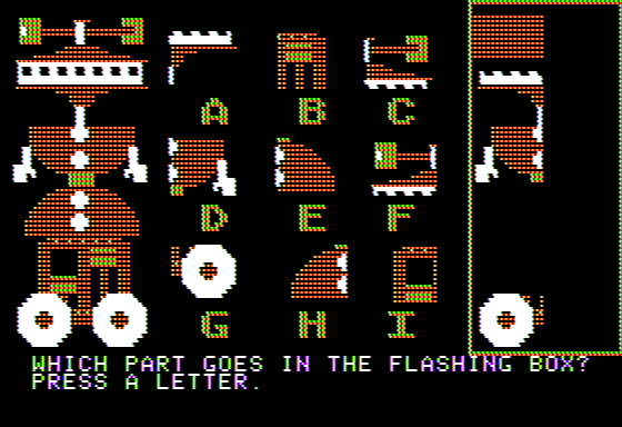 Tink!Tonk!: Tonk in the Land of Buddy-Bots (Apple II) screenshot: Buddy-Bot Puzzle