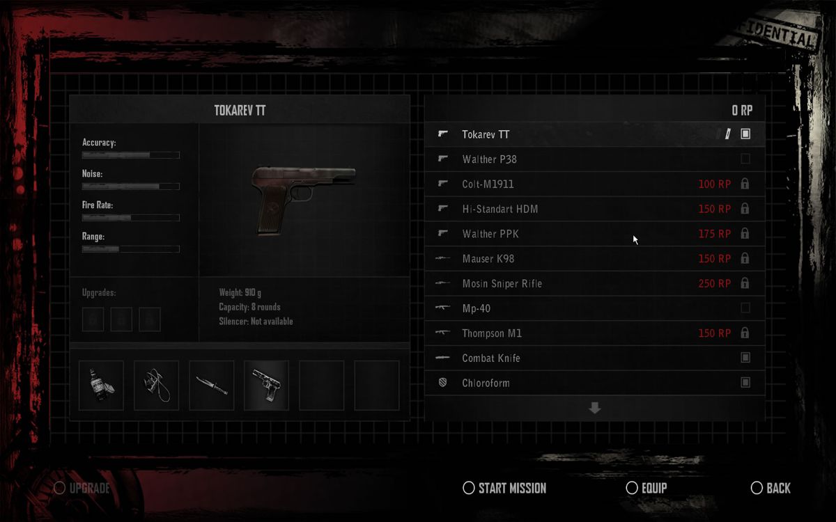 Alekhine's Gun (Windows) screenshot: Loadout before starting.