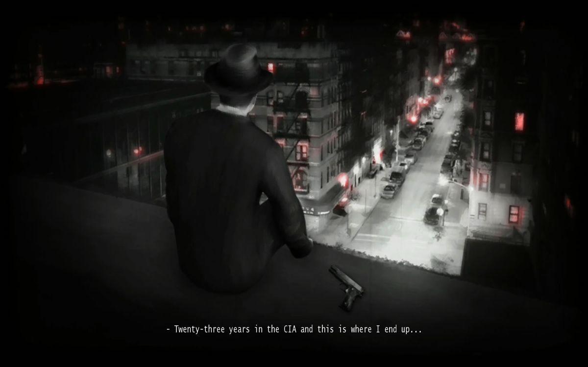 Alekhine's Gun (Windows) screenshot: Semyon wants to commit suicide in the opening sequence.