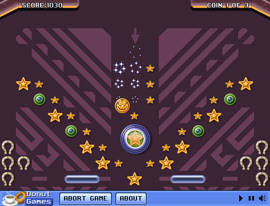 Lucky Coins (Browser) screenshot: Dropping the first coin