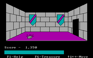 Adventures in Math (DOS) screenshot: A gold bar in the shield room