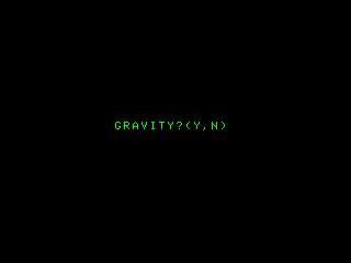 Bustout (TRS-80 CoCo) screenshot: Gravity mode select