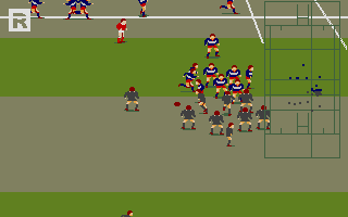 World Class Rugby: Five Nations Edition (DOS) screenshot: 3D Camera replay (VGA)