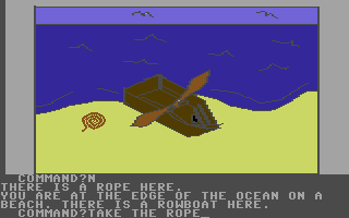 Hi-Res Adventure #2: The Wizard and the Princess (Commodore 64) screenshot: A boat.