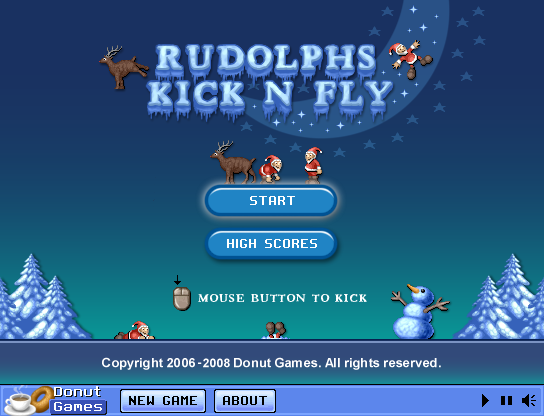 Ruberth's Kick n' Fly (Browser) screenshot: The title screen