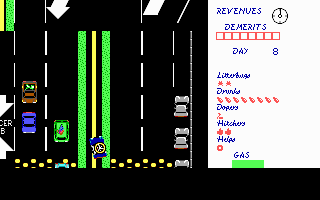 APB (DOS) screenshot: Crossing over to bust litter-bugs and drug dealers.