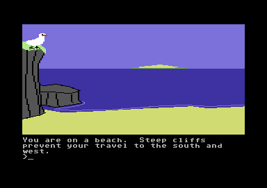Dark Lord (Commodore 64) screenshot: Ended up on the beach
