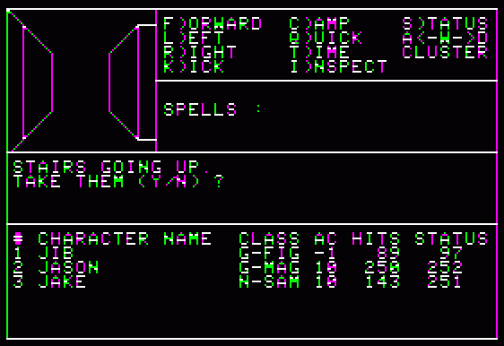 Wizardry: Proving Grounds of the Mad Overlord (Apple II) screenshot: Entrance to the "Maze"
