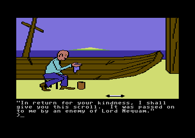 Dark Lord (Commodore 64) screenshot: If you give him the right thing, he may just help you on your quest