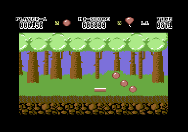 Hoppin' Mad (Commodore 64) screenshot: If any ball touches an inhabitant, that ball will be punctured