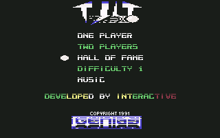 Tilt (Commodore 64) screenshot: Title Screen and Main Menu