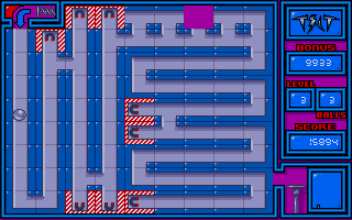 Tilt (DOS) screenshot: Start of Level 3...