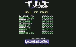 Tilt (Commodore 64) screenshot: Hall of Fame