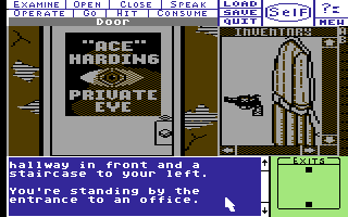 Deja Vu: A Nightmare Comes True!! (Commodore 64) screenshot: Office door.