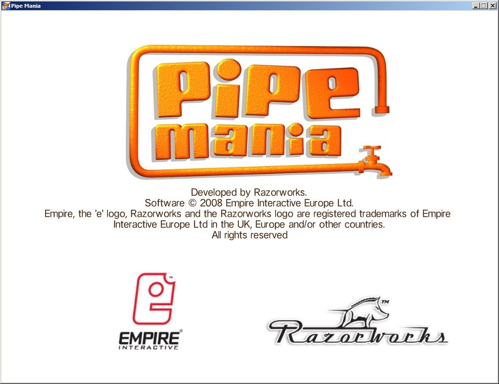 Pipe Mania (Windows) screenshot: The title screen