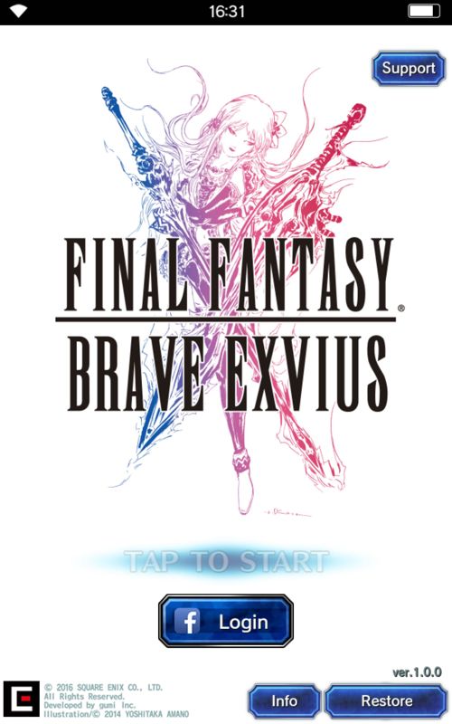 Final Fantasy: Brave Exvius (Android) screenshot: Title and starting screen