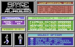 Space Academy (Commodore 64) screenshot: Name your recruit