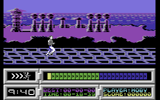 Space Academy (Commodore 64) screenshot: The first discipline: running