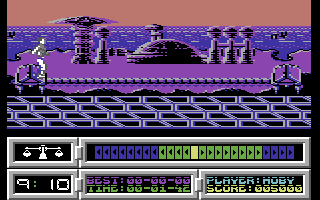 Space Academy (Commodore 64) screenshot: Don't fall off the rope