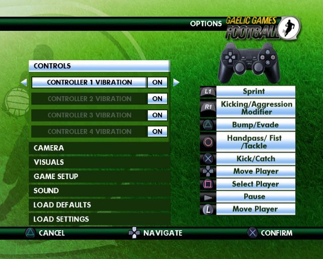 Gaelic Games: Football (PlayStation 2) screenshot: The game's controls