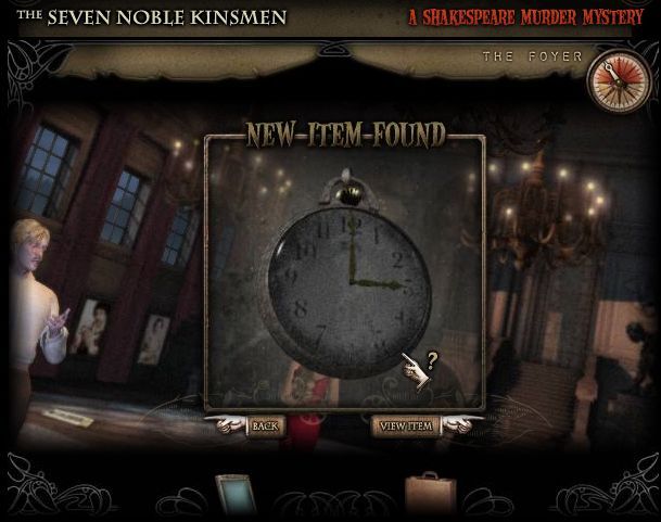 7NK: The Seven Noble Kinsmen - A Shakespearean Murder Mystery (Browser) screenshot: Found my first item - a broken watch