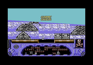 Hellfire Attack (Commodore 64) screenshot: I lost all my lives. Game over.