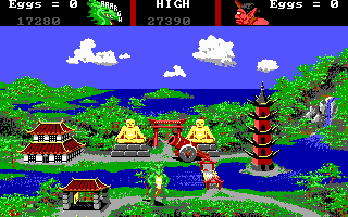 AAARGH! (DOS) screenshot: The third level has got an Eastern flair.