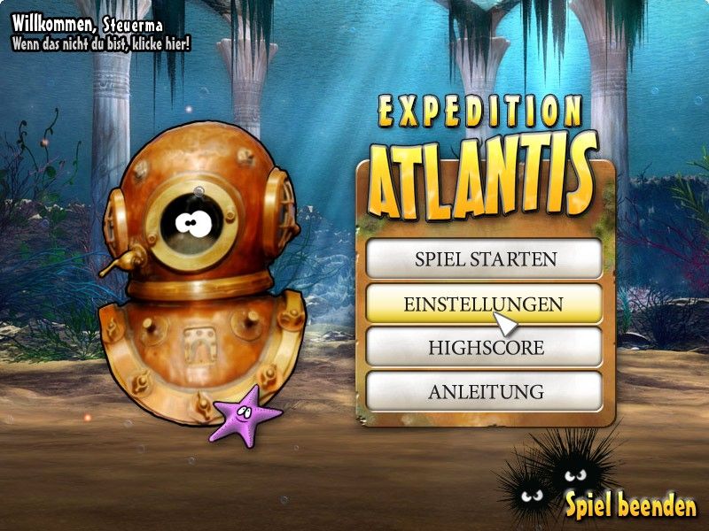 Expedition Atlantis (Windows) screenshot: Main menue
