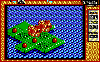Bombuzal (DOS) screenshot: Bombuzal blows up.