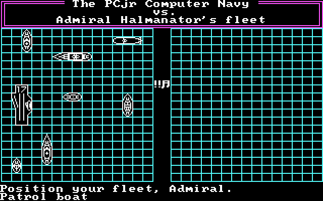 Sea Hunt (DOS) screenshot: Placing The Player's Ships