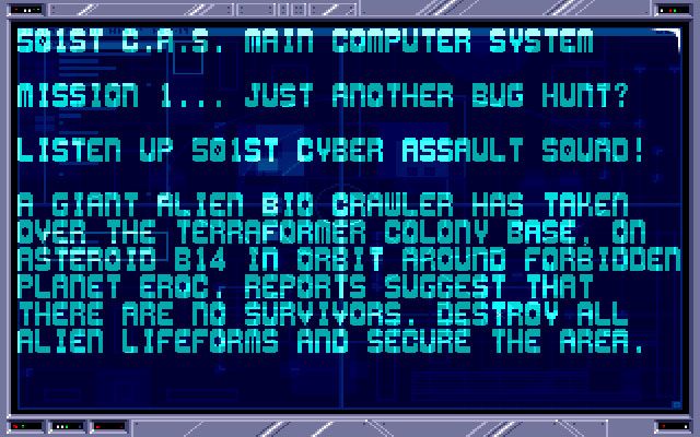 CyberPunks (Amiga) screenshot: Mission 1 Briefing