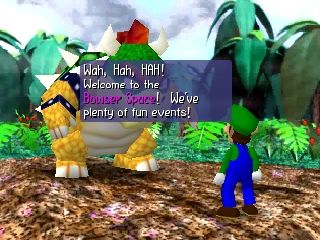 Mario Party (Nintendo 64) screenshot: Luigi encountering Bowser.