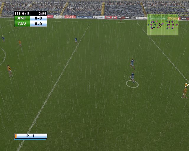Gaelic Games: Football (PlayStation 2) screenshot: Playing a full season: The player circled has the ball