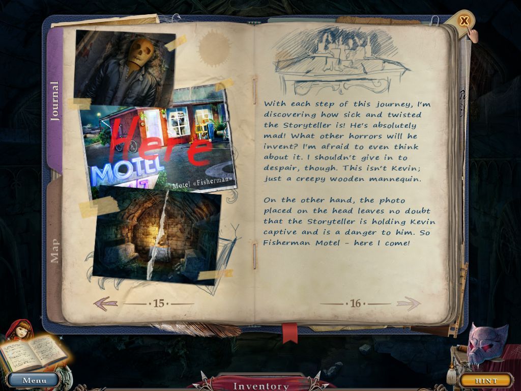 Cruel Games: Red Riding Hood (Windows) screenshot: The journal is used to keep track of the story so far