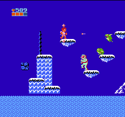 Kid Icarus (NES) screenshot: These platforms are slippery, so watch your step.