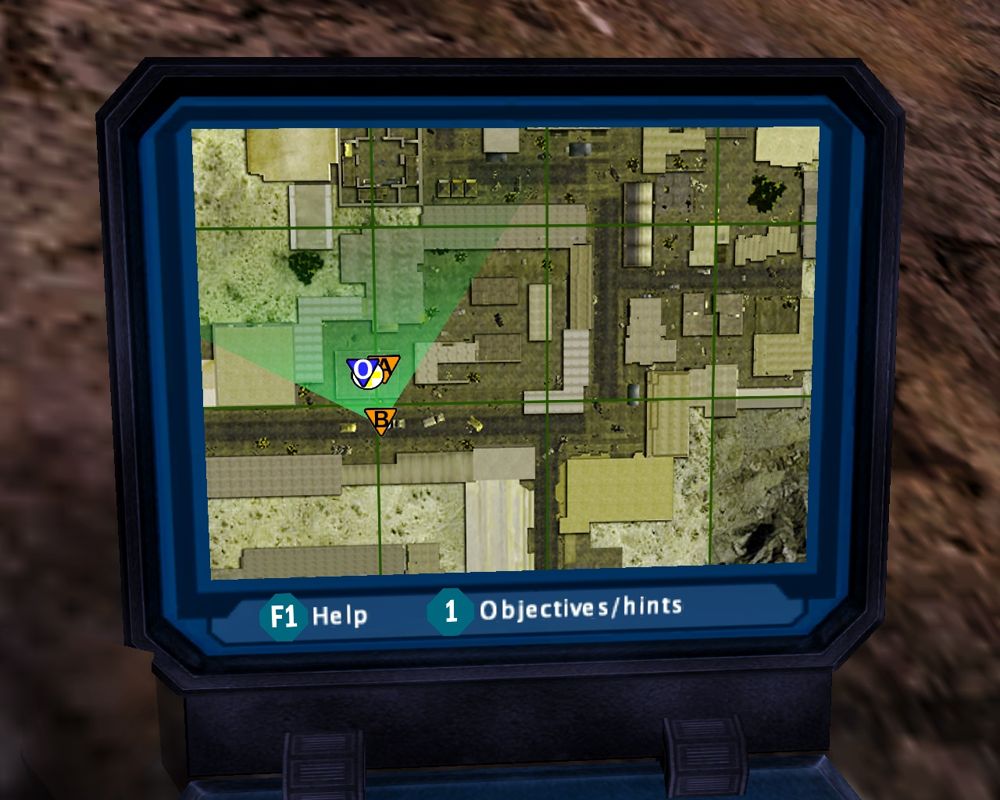 Full Spectrum Warrior (Windows) screenshot: Our GPS maps shows things like sighted enemies or mission objectives.
