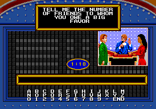 Family Feud (Genesis) screenshot: There's a limited amount of time to answer the questions in the fast money round.