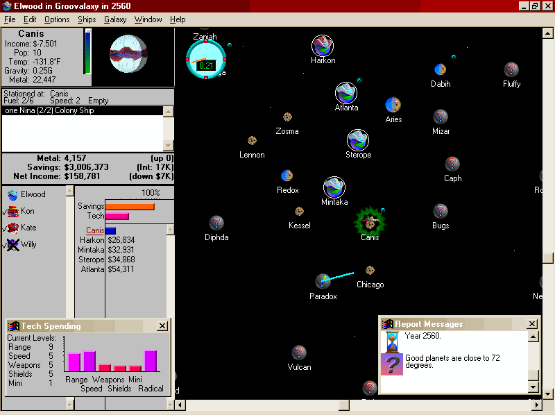 Spaceward Ho! IV (Windows) screenshot: Ruling my galaxy.