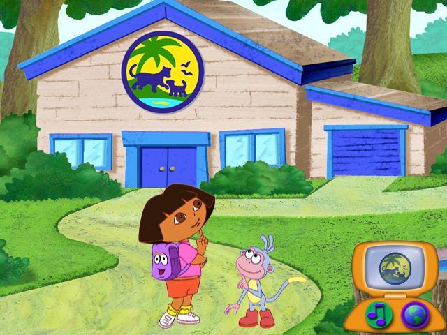 Dora the Explorer: Animal Adventures (Windows) screenshot: Hmmm, where to now? Oh I know - let's ask Map!