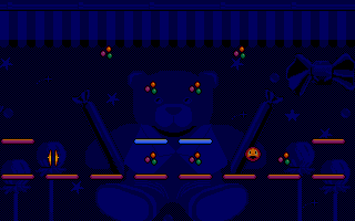 Bumpy's Arcade Fantasy (DOS) screenshot: The cymbals hunted me down. Finally some enemies!