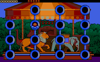 Bumpy's Arcade Fantasy (DOS) screenshot: The 2nd world has a zoo/carousel theme.
