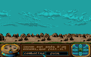 Crystals of Arborea (DOS) screenshot: An enemy snuck up on me at the beach. (VGA)